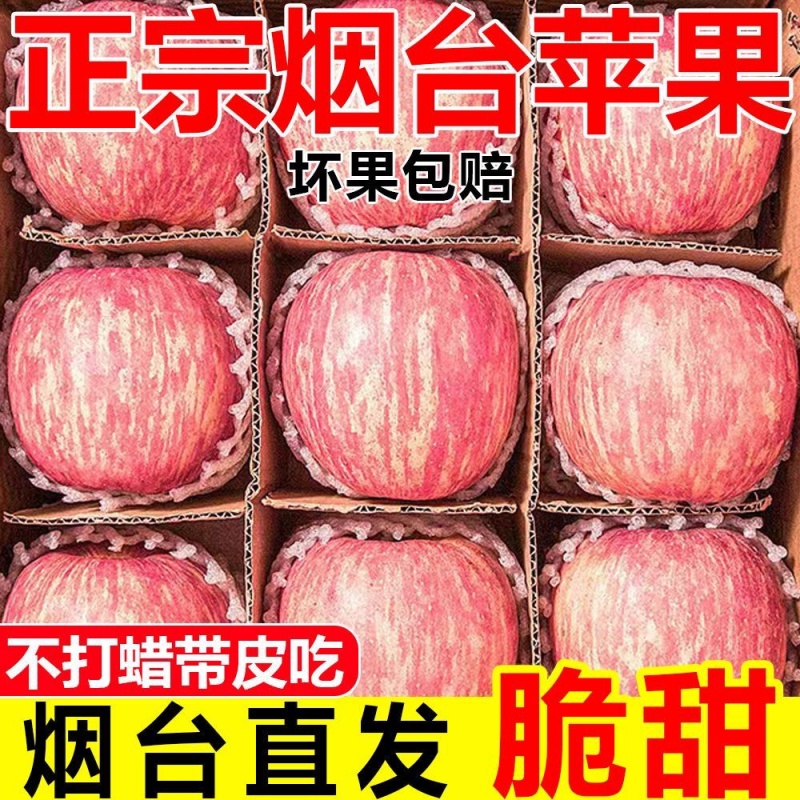 正宗烟台奶油红富士苹果新鲜当季整箱...
