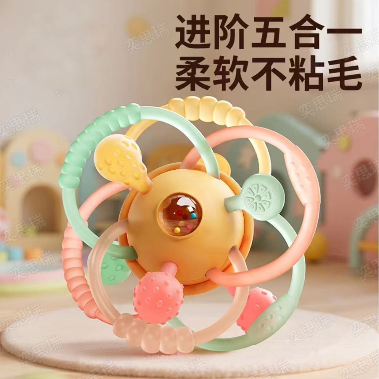 曼哈顿哈曼抓球婴儿玩具摇铃咬牙益智...