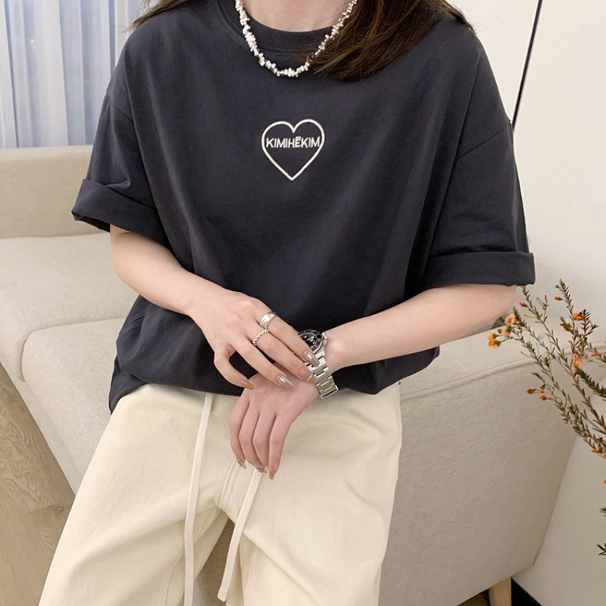 黎诺纯棉短袖T恤女2023新款韩系...