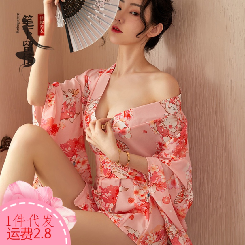 夜生活性感情趣内衣新款日式印花雪纺...