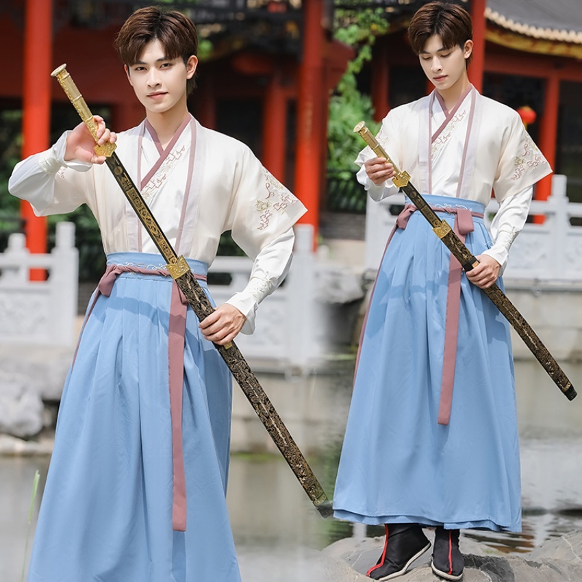 原创 男装情侣半臂汉服交领套装...