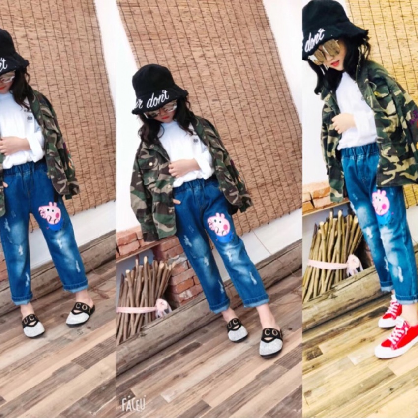 2019秋季新款中小童韩版潮流牛仔...