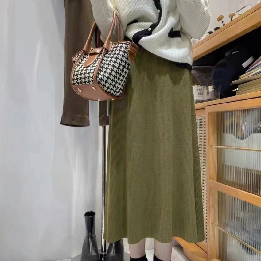 新款中长款秋冬季垂坠感a字毛线针织...