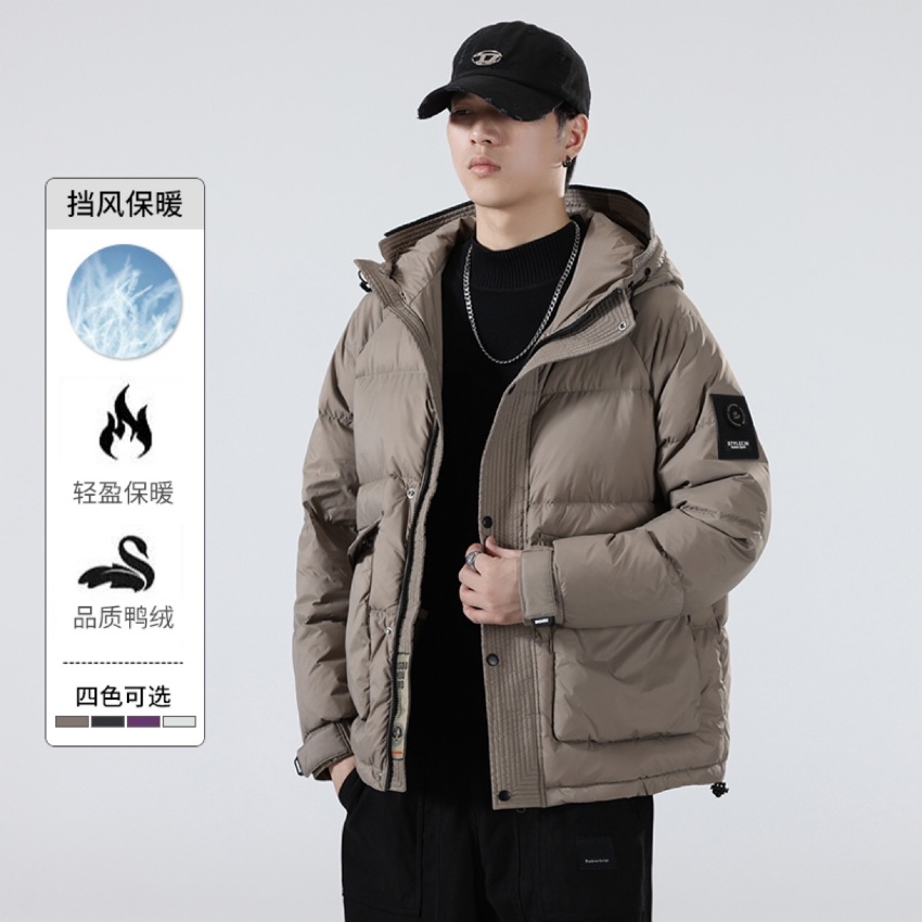 秋冬新款男士白鸭绒羽绒服美式休闲连...