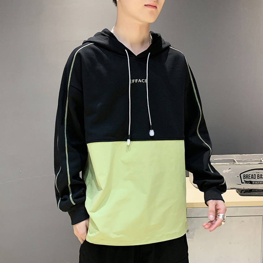 连帽套头卫衣男春秋季休闲宽松衣服外...
